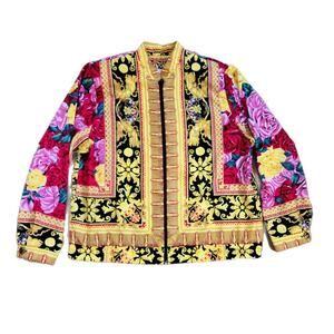 VINTAGE PETER POPOVITCH JACKET ROSE ANGEL CHERUB PINK GOLD 90S BEACH